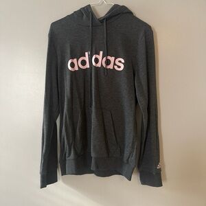 Adidas Dark Gray Hoodie with Light Pink Logo